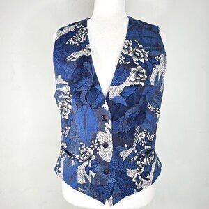 Men's Blue White Floral Hawaiian Linen? Vest